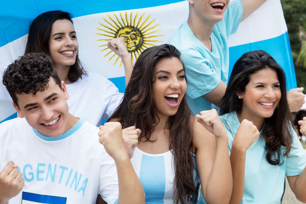 Argentina soccer fans cheering their team